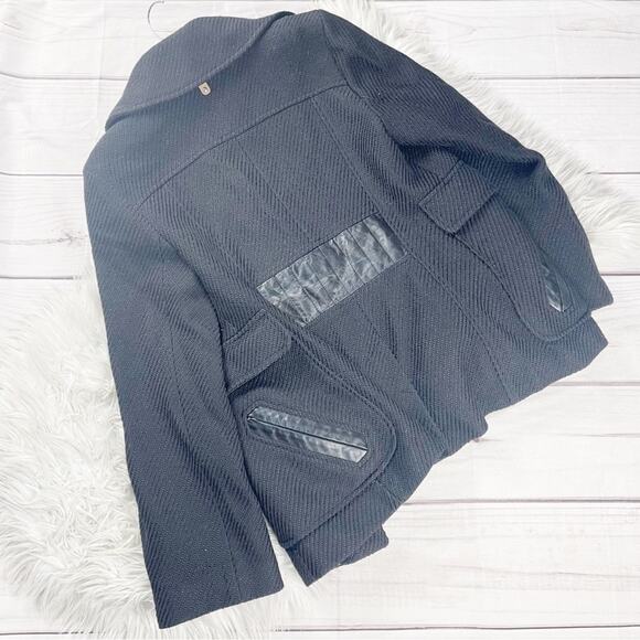 Mackage Wool and Leather Button Down Black Coat‎ Jacket Size Large - Picture 3 of 6
